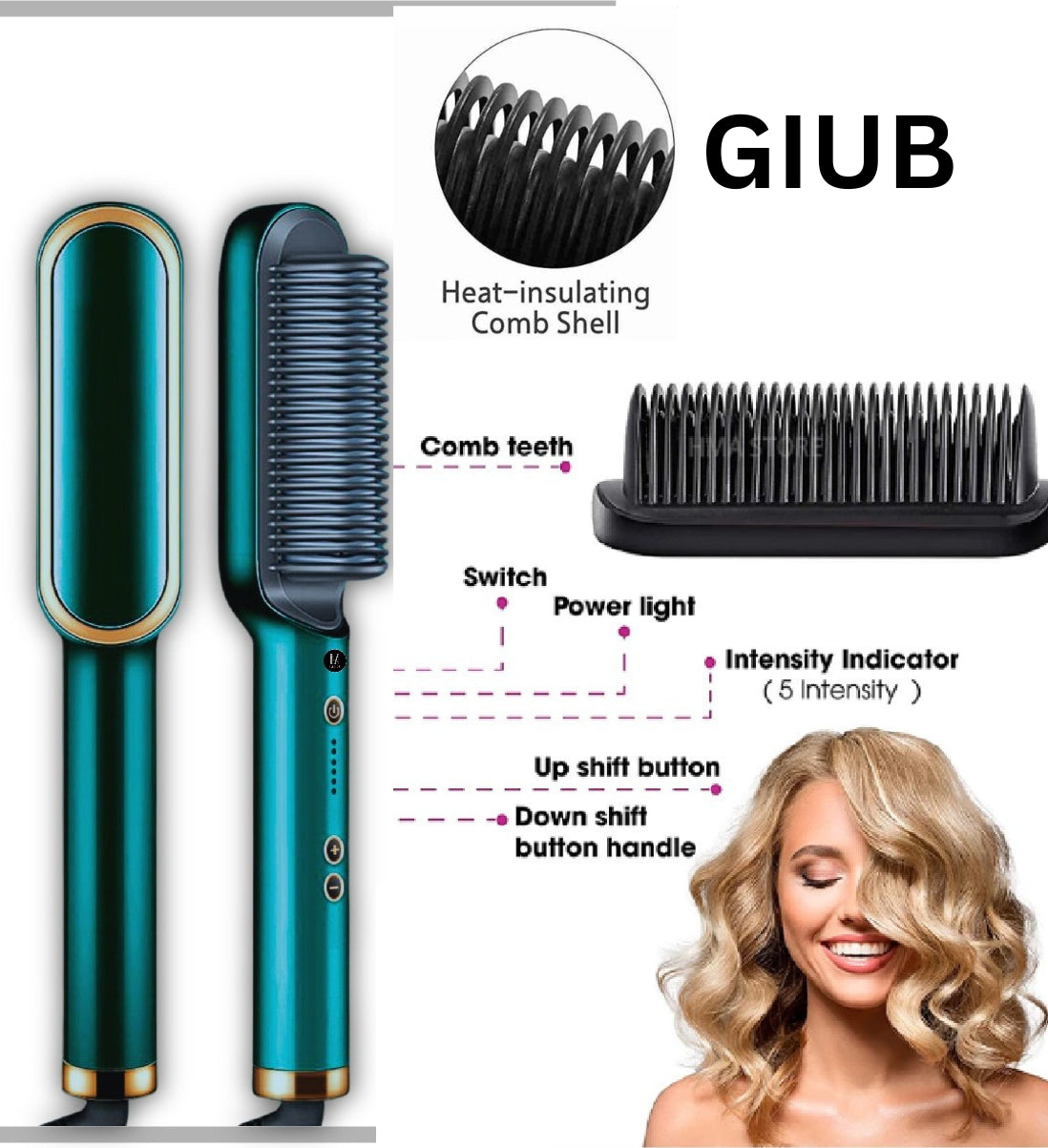 Electric Professional Hair Straightening Brush