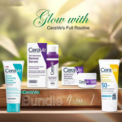 Cerave 4 In 1 Skincare Kit Night Cream, Sunblock, Cleanser & Serum For Radiant Skin